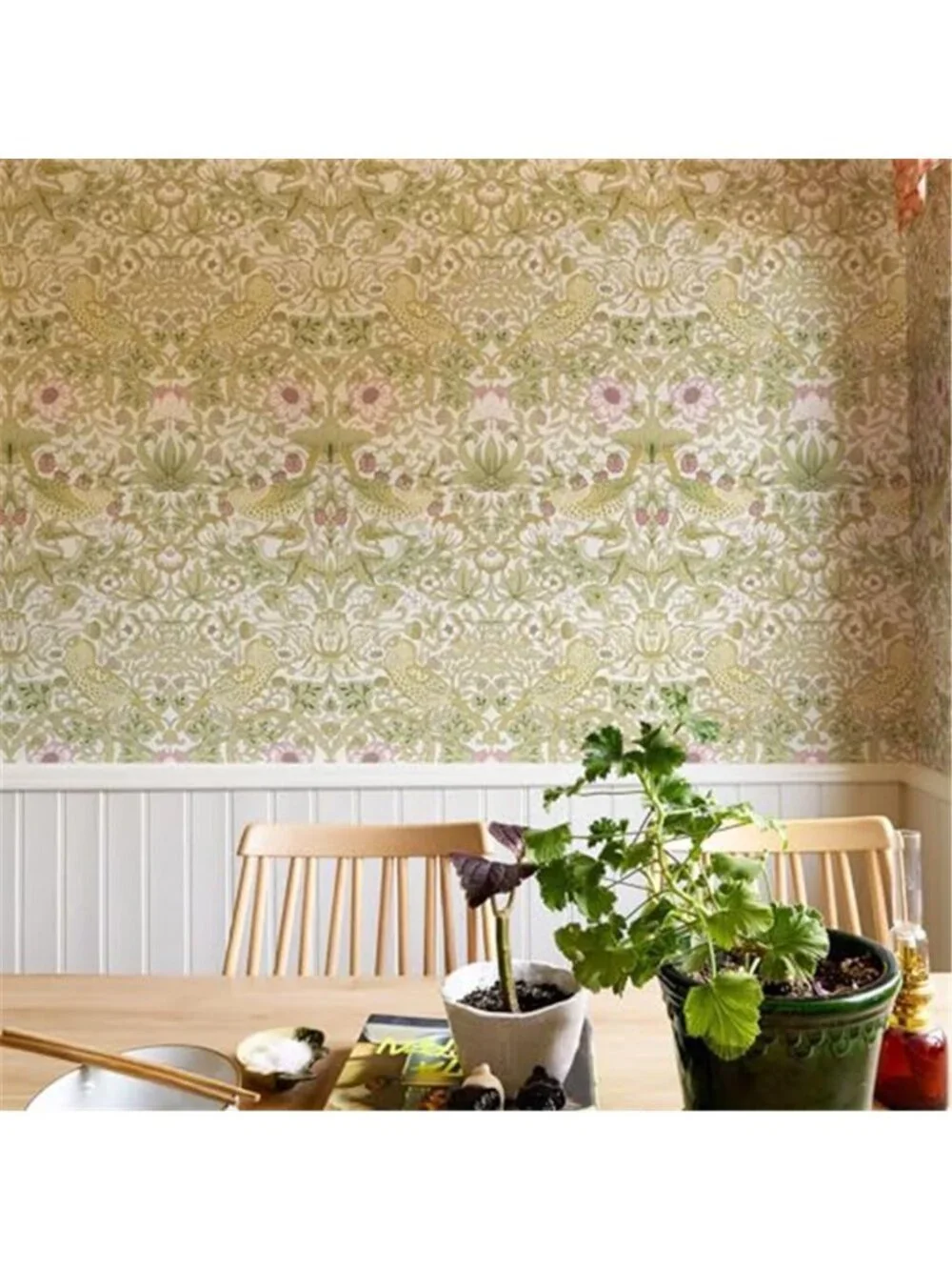 William Morris Peel & Stick Wallpaper Strawberry Thief Floral Bird Removable PVC